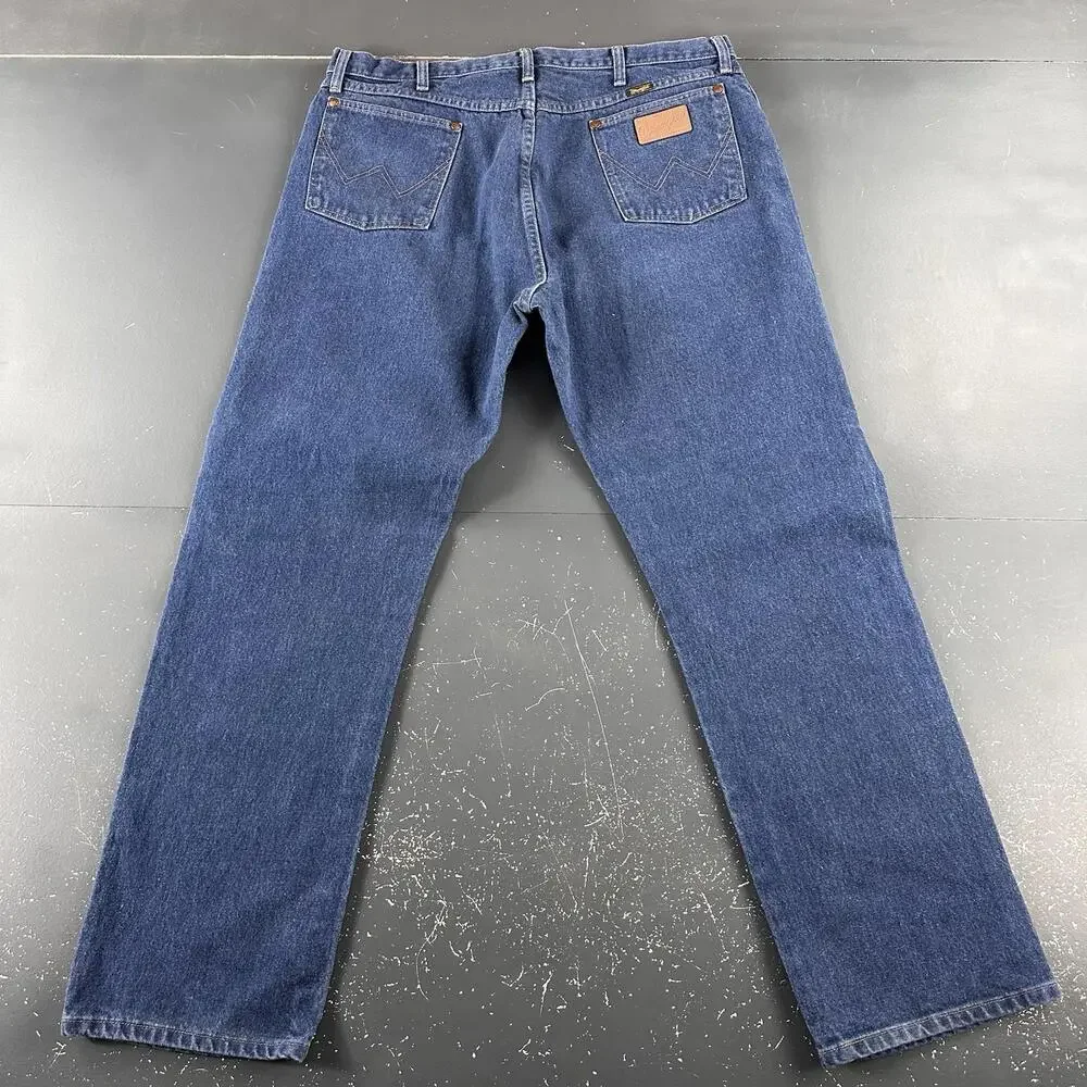 VTG Wrangler Jeans Mens 38x32 Blue Dark Wash All Cotton 13MWZ Made in USA - Picture 8 of 9